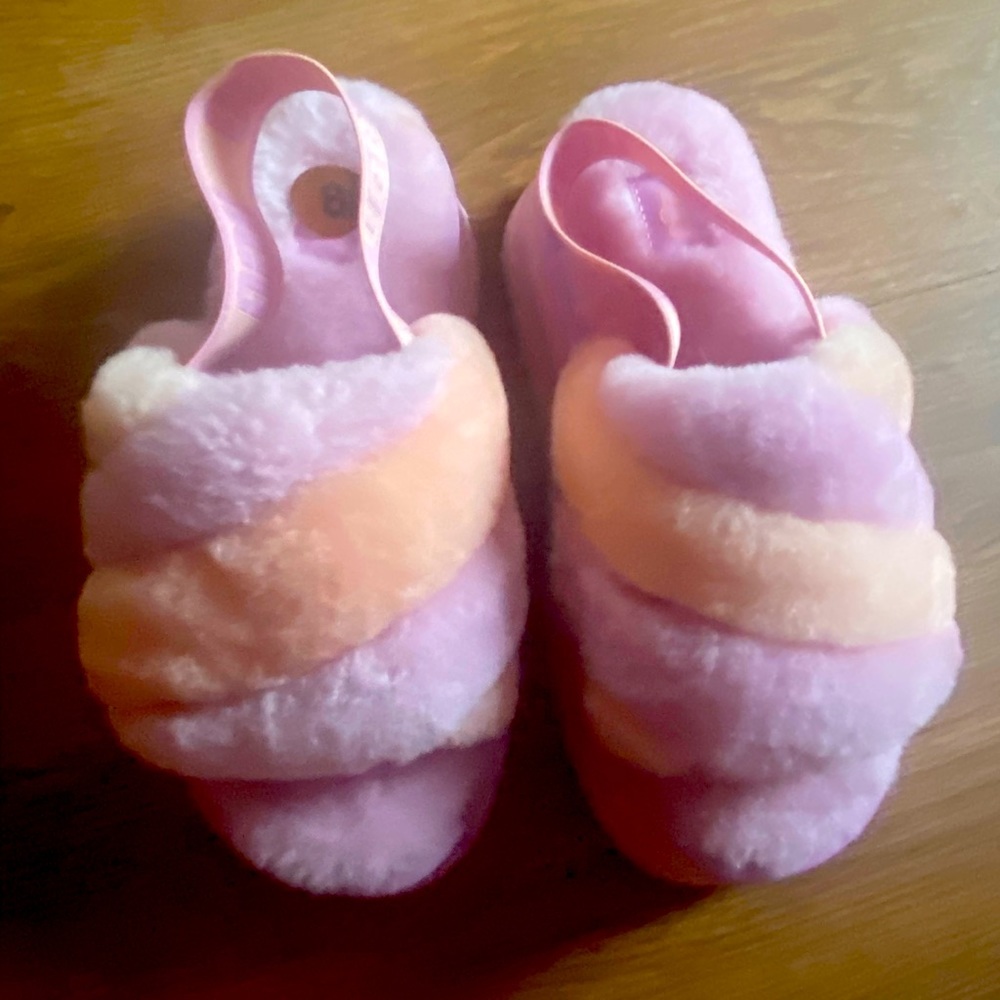 Ugg Disco Stripe Cotton Candy Platform Slippers NWT size 8
